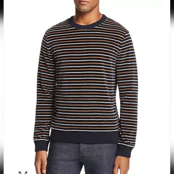 A.P.C.Striped Velour‎ Sweatshirt Navy Blue Mens Size Medium - Picture 1 of 9